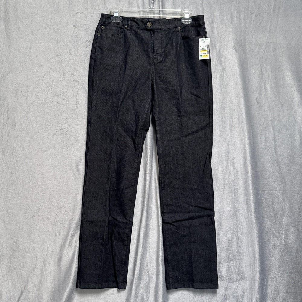 Peck & Peck Pants Womens 6 Dark Wash Black Premium Denim Slim Fit Straight Leg
